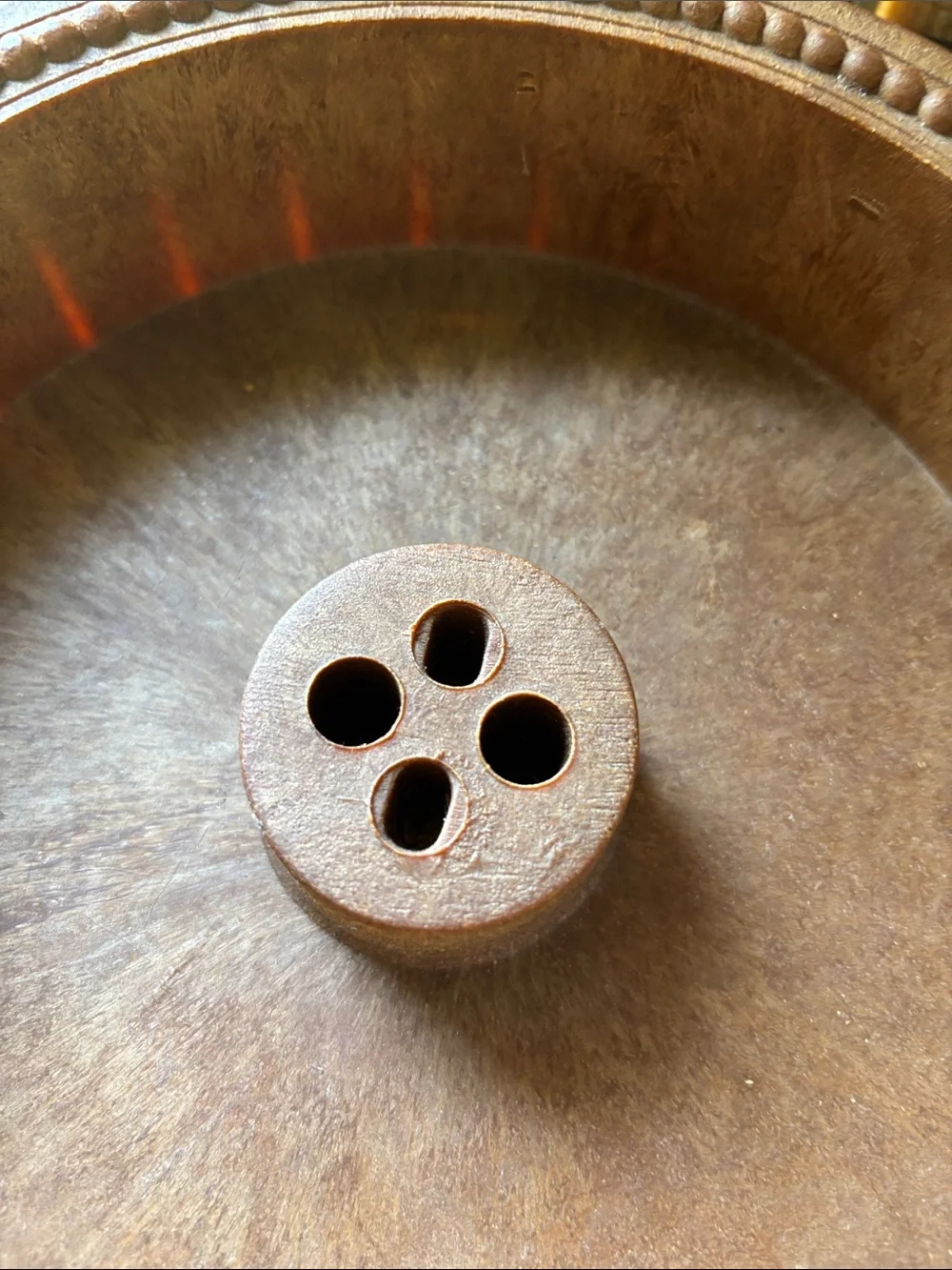 HA Quackenbush vintage wood look nut bowl